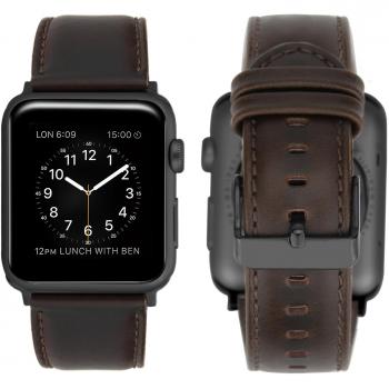 iBazal Compatible iWatch Series 4 Correa 44mm Cuero, Compatible iWatch Correa Apple Watch 42mm Piel Genuino Compatible iWatch Series 4/ Series 3/ Series 2/ Series 1 42mm 44mm - Café Clásico