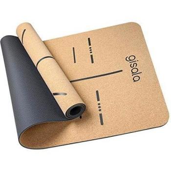 gisala Esterilla Yoga Antideslizante, Colchoneta Yoga de Corcho, Esterilla Deporte Antideslizante Ecológica y 100% Natural de 183x65cm, 6mm de Grosor, No tóxico, para Pilates,Fitness