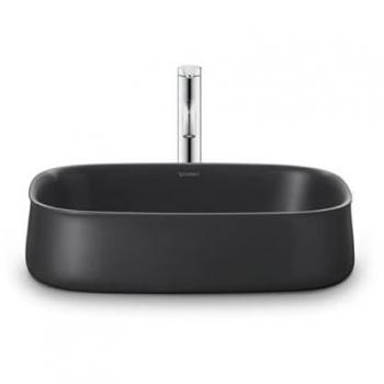 Lavabo sobre encimera Duravit Zencha 55x39 cm, sin orificio de grifería, color antracita mate con WonderGliss