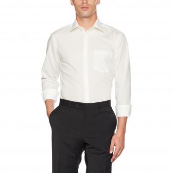 Camisa de Negocios de Manga Larga Regular Fit sin Arrugas para Hombre con Cuello Kent