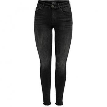 Only Blush Life Black Mid Waist Ankle Skinny Jeans for Women