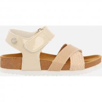 Gioseppo - Sandalias de niña de fibras con tiras cruzadas y suela Bio, Chanclas de Suela Bio Color Nude con Glitter y Trenzado en Rafia para Niña y Niño Bivona - Diseño a la Últ