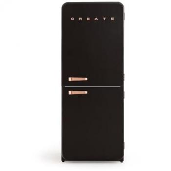 Frigorífico Combi Retro 401L No Frost 185cm Negro/Oro Rosa