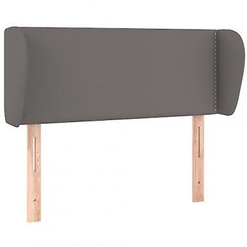Cabecero de Cama con Orejas en Cuero Sintético Gris 103x23x78/88 cm