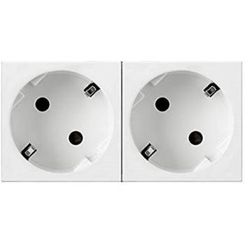 White Double SCHUKO Socket 45° - Legrand Mosaic Narrow Switch for Blinds