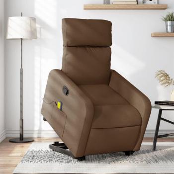 Silla de masaje reclinable marrón Vidaxl de tela con función de pie