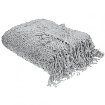 Manta de algodón tejida con borlas 200 x 220 cm gris Vella
