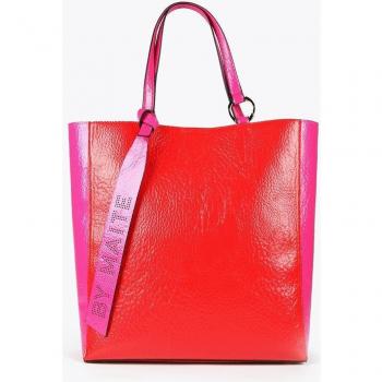 Lola Casademunt Bolso Shopper Bicolor. Rojo