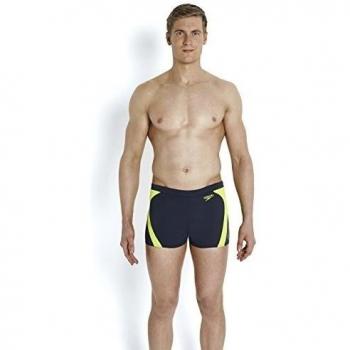 Speedo Men 's Logo Graphic Splice – Perforadora de Aqua – Pantalones cortos de natación, color gris/lima, talla 38