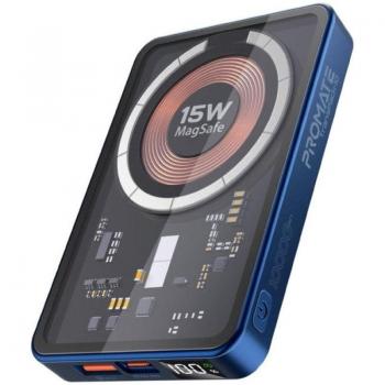 Promate TransPack-10 Powerbank Inalámbrico 15W MagSafe 10000mAh Azul
