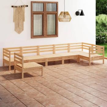 7-Piece Solid Pinewood Garden Lounge Set