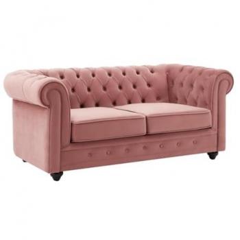 Sofá de 2 plazas de terciopelo rosa pastel CHESTERFIELD