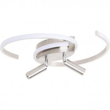 Lámpara de techo LED Lindby Chukira 36W stepdim níquel, moderna, gris, hecha de aluminio, para salón y comedor, 1 llama