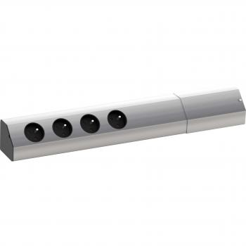 Regleta de enchufes Casia 4 tomas UTE, 2m, cable 3x1.5 mm², con conector CEE7/7, aluminio