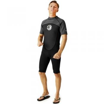 Traje de Neopreno Corto Regatta 2mm con Cierre en la Espalda, Secado Rápido, Color Negro y Gris Oscuro, Talla S/M