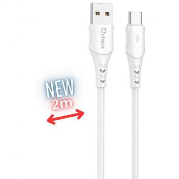 Cable Qcharx Atenas USB Tipo C a USB Tipo A 3A 18W (2 m) PVC Blanco