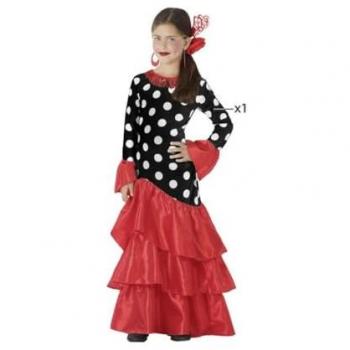 Disfraz Flamenca Sevillana Niña Infantil Rojo y Negro 3 a 4 Años