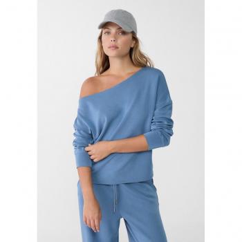 Soft-Touch Off-Shoulder Sweatshirt Sky Blue XS