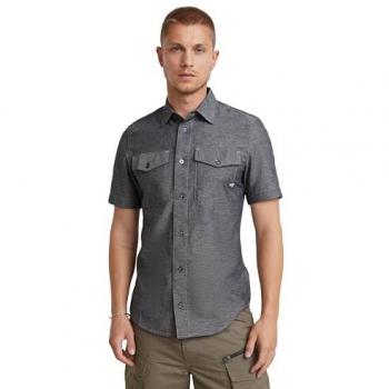 Camisa de Manga Corta Marine Slim Fit para Hombre G-Star 2024, Casual, Algodón, Color Gris