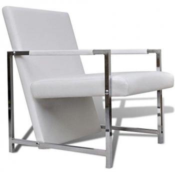 Sillón blanco cúbico con patas cromadas