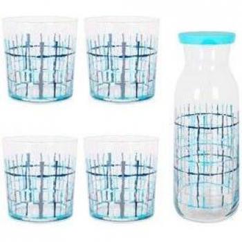 Set de Jarra y Vasos Azules con Diseño Elegante