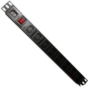 Regleta PHASAK BNS 3526/8 IEC C13 con interruptor de aluminio, cable de 2m, color negro