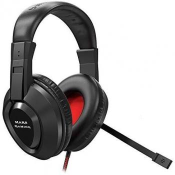 Auriculares Mars Gaming MH217 con Micrófono, Cancelación de Ruido, Diadema Plegable, Neodimio 40mm, Compatible con PS4, Color Negro y Rojo