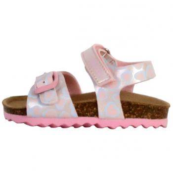 Sandalias Geox Chalki para Bebé en Cuero, Abiertas y con Acabado Irisado Rosa