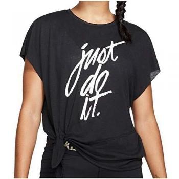 Nike W NK Dry Side Tie SS TP GRX, Black/W, Mujer, Color Blanco/Negro, tamaño XS