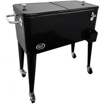 Nevera Retro Portátil Negra con Ruedas - 76 Litros para Jardín y Exterior