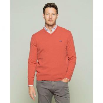 Jersey Scotta Iconic cuello en V rojo para hombre