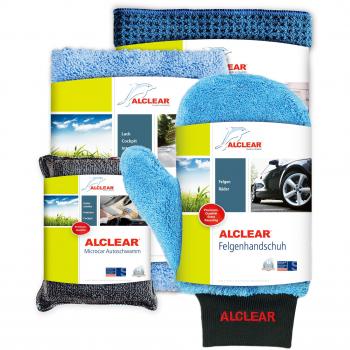ALCLEAR 8201000 Set de lavado profesional para el cuidado del coche,4 artículos,incluye paño de microfibra para secado,paño multiusos de doble faz,sin cepillo para llantas