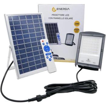 Proyector LED 25W con Panel Solar 18x12,6 cm