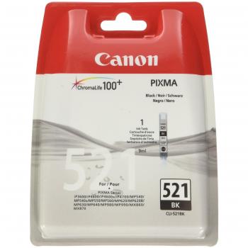 Canon CLI-521 Cartucho de tinta original Negro para Impresora de Inyeccion de tinta Pixma iP3600-iP4600-iP4700-MP540-MP550-MP560-MP620-MP630-MP640-MP980-MP990-MX860-MX870