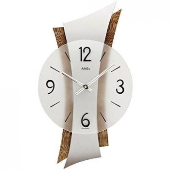 AMS W9401 Reloj de Pared de Cuarzo, Madera, Multicolor, 43 x 23 x 6 cm