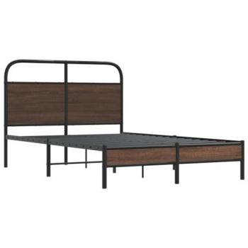 Estructura de cama sin colchón 140x190 cm madera compuesta roble marrón