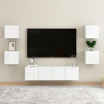 Muebles de salón 6 piezas madera ingeniería blanco brillo