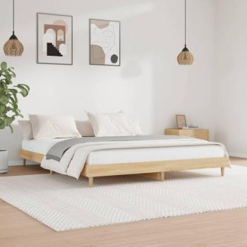 Cama de madera multicapa Roble Sonoma 180x200 cm con estructura de madera de ingeniería en color marrón