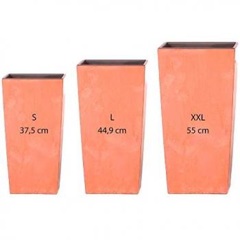 Pack 3 Macetas Altas de Plástico con Depósito Terracota (11,4/19/35 litros) Urbi Square Effect