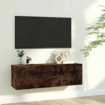 Mueble TV madera contrachapada roble ahumado 100x30x30 cm