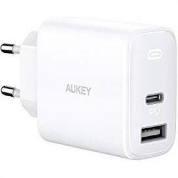 AUKEY Cargador USB C 32W PD Cargador para iPhone 12 Ultra Compacto 2 Puertos con GAN Power Tech, Cargador PD para iPad Pro, iPhone Se, iPhone 11 Pro MAX, AirPods Pro, Google Pixel