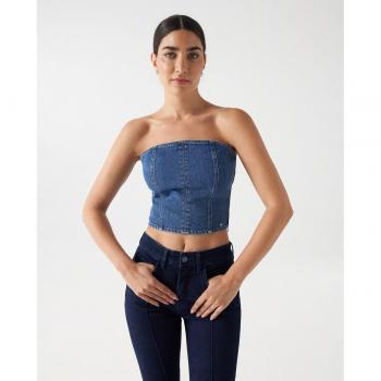 Salsa Jeans - Top corto vaquero estilo corpiño de mujer.