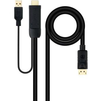 Nanocable 10.15.4352 Cable Conversor HDMI Macho a DisplayPort Macho, 1.8m, Negro, HDMI 2.0 a DisplayPort V1.2, 4K Ultra HD