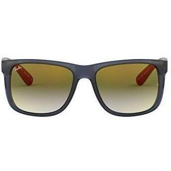 RAYBAN Men's 0RB4165 6341T0 55 Sunglasses, Transparent Blue Gradient Green Mirror Red