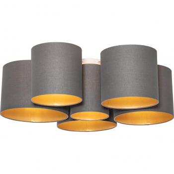 Plafón textil taupe con interior dorado y 6 luces - Multidrum