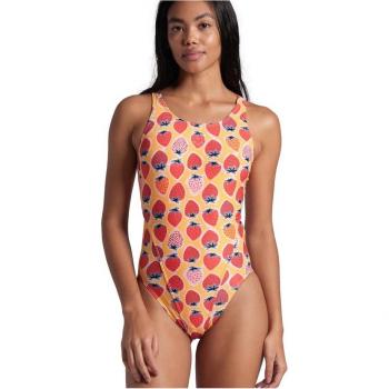 Bañador de mujer Arena Strawberry Swim Tech Back rojo (32)