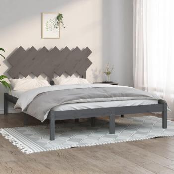 Estructura de cama de madera maciza gris king size 150x200 cm