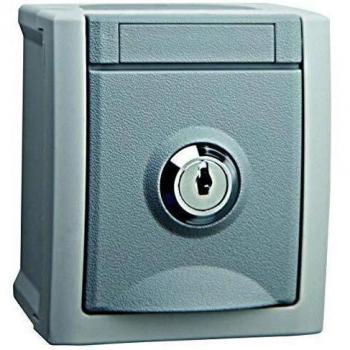 Enchufe Schuko gris con cerradura