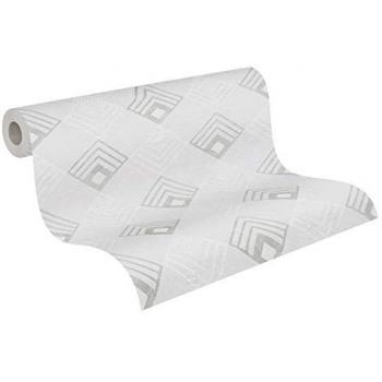 Papel Pintado Vinílico Nueva Vida, Diseño Gráfico Vintage Retro, 0.53 x 10.05 m, Color Gris