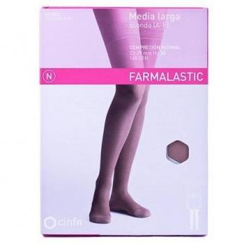 Media larga de compresión normal Farmalastic con blonda en color beige talla M (tobillo 22-23 cm, pantorrilla 34-36 cm) - 1 unidad